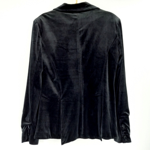 DO+BE Luxurious Black Velvet Notched Lapel Blazer Jacket With Pockets L - Picture 4 of 4